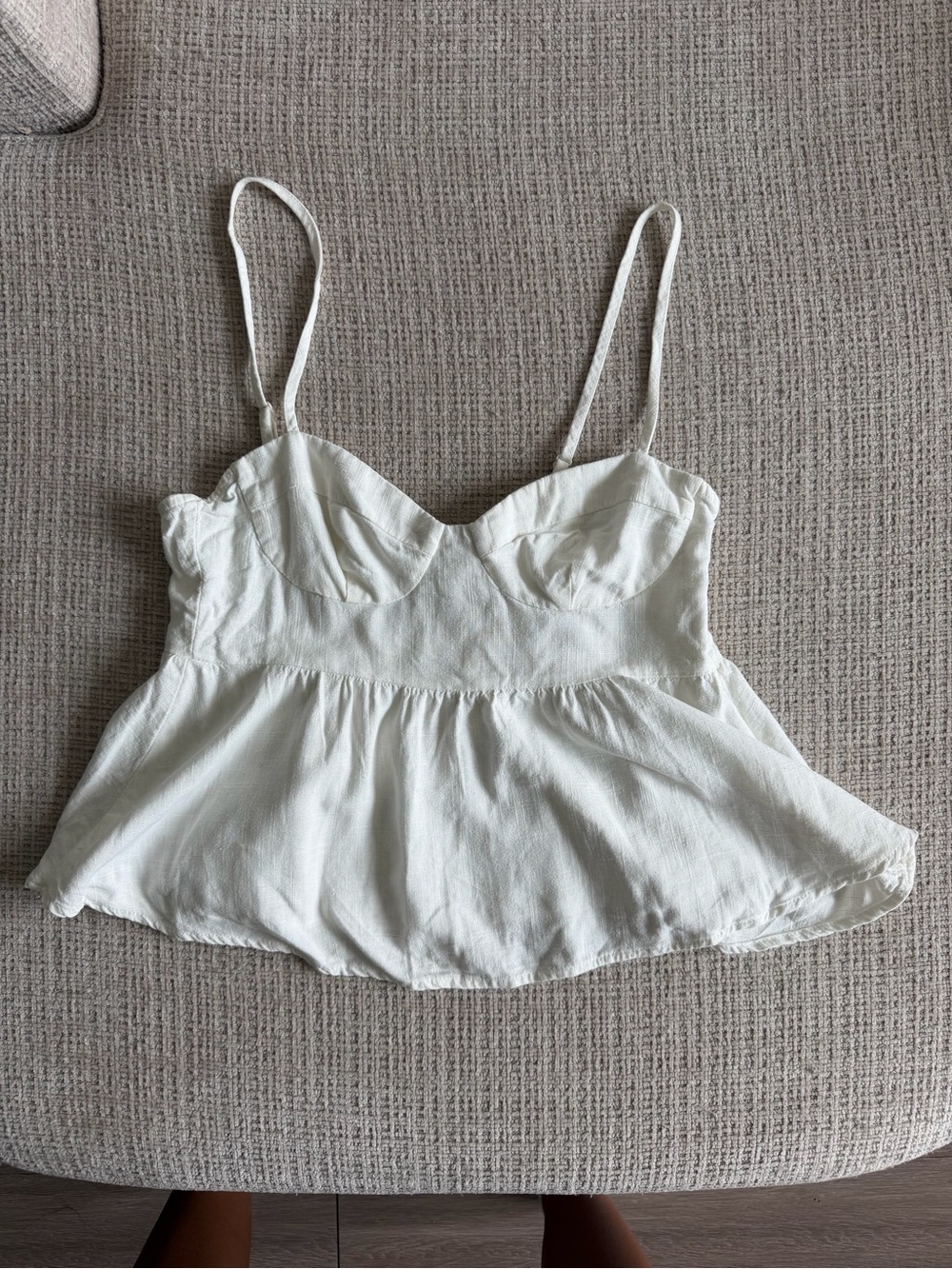 H&M White Peplum Spaghetti-Strap Bustier Top